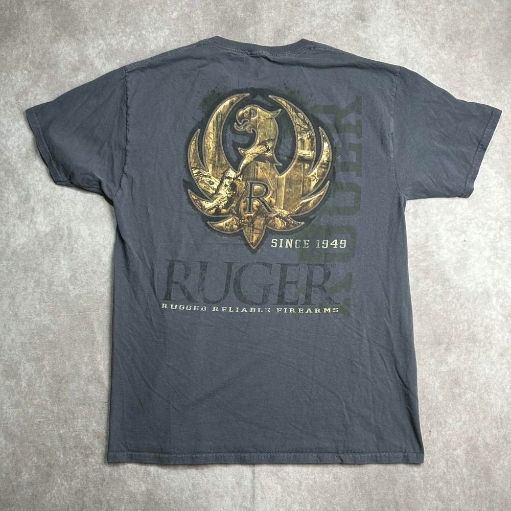Ruger Firearms Graphic T-Shirt Mens Large Gray Rugged Reliable Since 1949 Logo